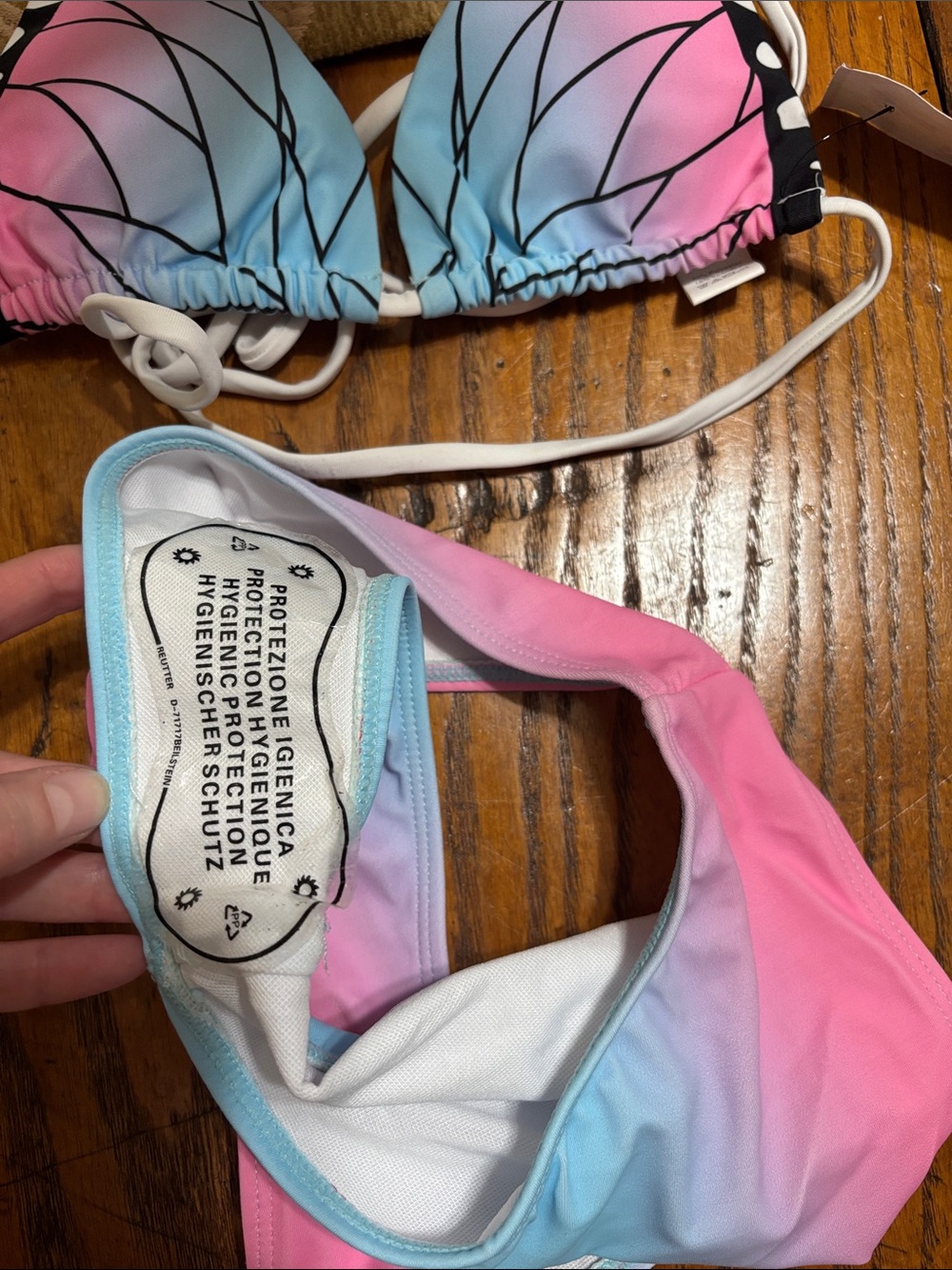 Pink & Blue Gradient Triangle Bikini Set - Picture 4 of 5